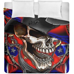 Confederate Flag Usa America United States Csa Civil War Rebel Dixie Military Poster Skull Duvet Cover Double Side (King Size)