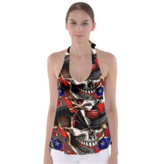 Confederate Flag Usa America United States Csa Civil War Rebel Dixie Military Poster Skull Babydoll Tankini Top