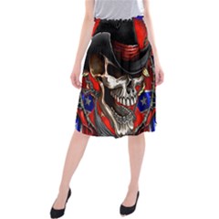 Confederate Flag Usa America United States Csa Civil War Rebel Dixie Military Poster Skull Midi Beach Skirt