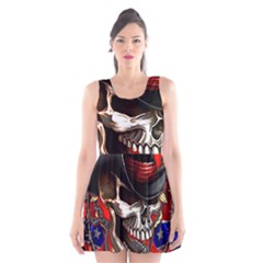 Confederate Flag Usa America United States Csa Civil War Rebel Dixie Military Poster Skull Scoop Neck Skater Dress