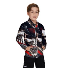 Confederate Flag Usa America United States Csa Civil War Rebel Dixie Military Poster Skull Wind Breaker (Kids)