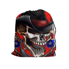 Confederate Flag Usa America United States Csa Civil War Rebel Dixie Military Poster Skull Drawstring Pouches (Extra Large)