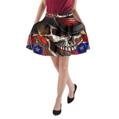 Confederate Flag Usa America United States Csa Civil War Rebel Dixie Military Poster Skull A-Line Pocket Skirt