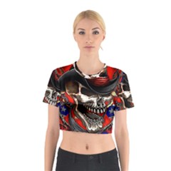 Confederate Flag Usa America United States Csa Civil War Rebel Dixie Military Poster Skull Cotton Crop Top