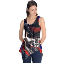 Confederate Flag Usa America United States Csa Civil War Rebel Dixie Military Poster Skull Sleeveless Tunic