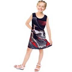 Confederate Flag Usa America United States Csa Civil War Rebel Dixie Military Poster Skull Kids  Tunic Dress