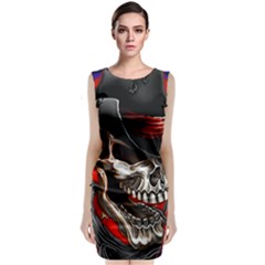 Confederate Flag Usa America United States Csa Civil War Rebel Dixie Military Poster Skull Sleeveless Velvet Midi Dress