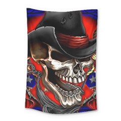 Confederate Flag Usa America United States Csa Civil War Rebel Dixie Military Poster Skull Small Tapestry