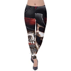 Confederate Flag Usa America United States Csa Civil War Rebel Dixie Military Poster Skull Velvet Leggings