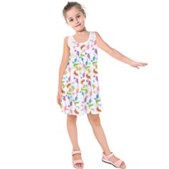 Colorful Dinosaurs Pattern Kids  Sleeveless Dress by PattyVilleDesigns