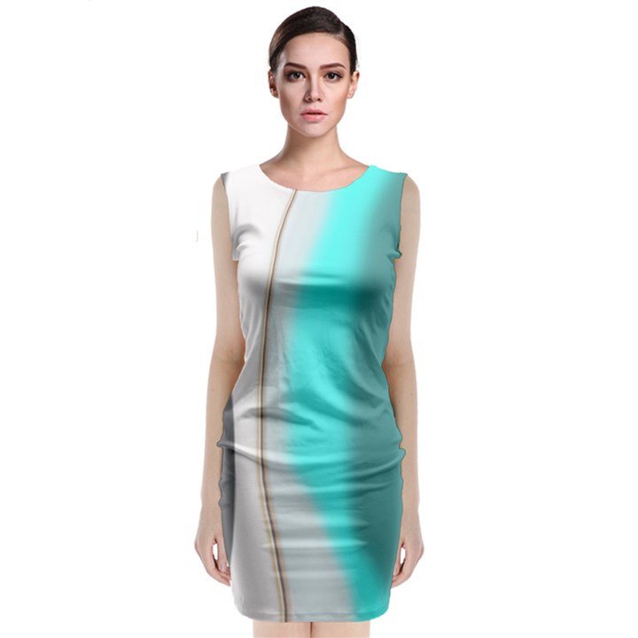 Turquoise AbstractClassic Sleeveless Midi Dress