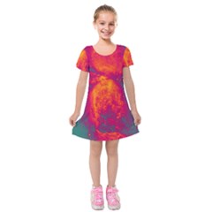 Space Kids  Short Sleeve Velvet Dress