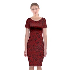 Red Roses Field Classic Short Sleeve Midi Dress by designworld65