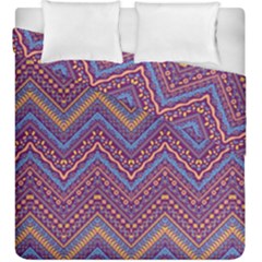 Colorful Ethnic Background With Zig Zag Pattern Design Duvet Cover Double Side (king Size) by TastefulDesigns