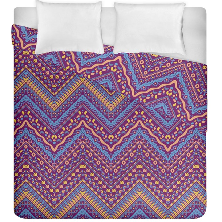 Colorful Ethnic Background With Zig Zag Pattern Design Duvet Cover Double Side (King Size)