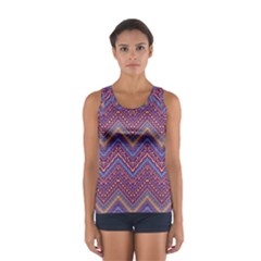 Colorful Ethnic Background With Zig Zag Pattern Design Women s Sport Tank Top  by TastefulDesigns