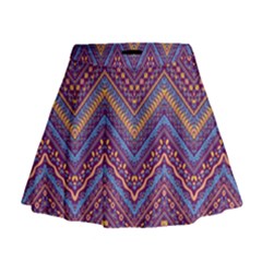 Colorful Ethnic Background With Zig Zag Pattern Design Mini Flare Skirt by TastefulDesigns