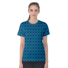 Lion Vs Gazelle Damask In Teal Women s Cotton Tee