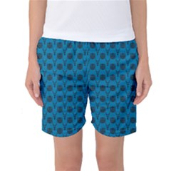 Lion Vs Gazelle Damask In Teal Women s Basketball Shorts by emilyzragz