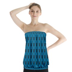 Lion Vs Gazelle Damask In Teal Strapless Top