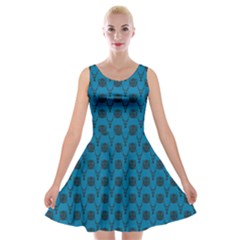 Lion Vs Gazelle Damask In Teal Velvet Skater Dress