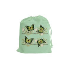 Four Green Butterflies Drawstring Pouches (medium)  by linceazul