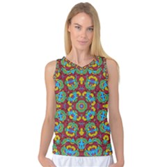 Geometric Multicolored Print Women s Basketball Tank Top by dflcprintsclothing