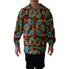 Geometric Multicolored Print Hooded Wind Breaker (kids) by dflcprintsclothing