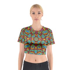 Geometric Multicolored Print Cotton Crop Top by dflcprintsclothing