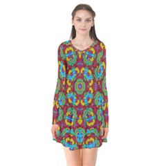 Geometric Multicolored Print Flare Dress