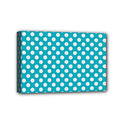 Sleeping Kitties Polka Dots Teal Mini Canvas 6  X 4 