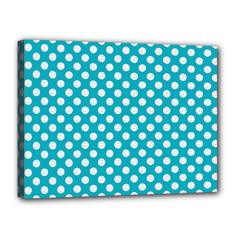 Sleeping Kitties Polka Dots Teal Canvas 16  X 12  by emilyzragz