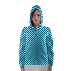 Sleeping Kitties Polka Dots Teal Hooded Wind Breaker (women)