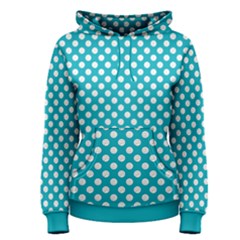 Sleeping Kitties Polka Dots Teal Women s Pullover Hoodie