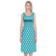 Sleeping Kitties Polka Dots Teal Midi Sleeveless Dress by emilyzragz