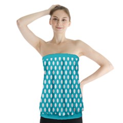 Sleeping Kitties Polka Dots Teal Strapless Top by emilyzragz