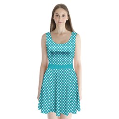 Sleeping Kitties Polka Dots Teal Split Back Mini Dress  by emilyzragz