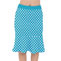 Sleeping Kitties Polka Dots Teal Mermaid Skirt