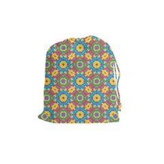 Geometric Multicolored Print Drawstring Pouches (medium)  by dflcprints