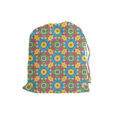 Geometric Multicolored Print Drawstring Pouches (large) 