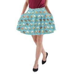 Assorted Birds Pattern A-line Pocket Skirt by linceazul