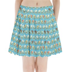 Assorted Birds Pattern Pleated Mini Skirt by linceazul