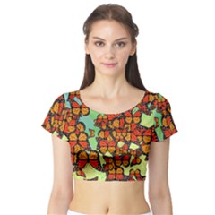 Monarch Butterflies Short Sleeve Crop Top (tight Fit) by linceazul