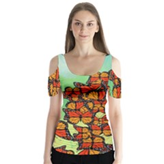 Monarch Butterflies Butterfly Sleeve Cutout Tee 