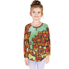 Monarch Butterflies Kids  Long Sleeve Tee