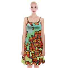 Monarch Butterflies Spaghetti Strap Velvet Dress