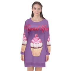 Sweet Life Long Sleeve Chiffon Shift Dress 