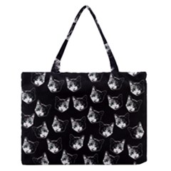 Cat Pattern Medium Zipper Tote Bag by Valentinaart