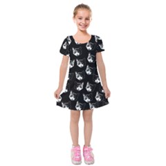 Cat Pattern Kids  Short Sleeve Velvet Dress