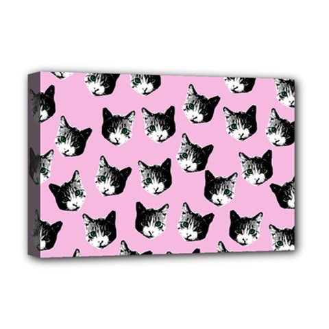 Cat Pattern Deluxe Canvas 18  X 12   by Valentinaart